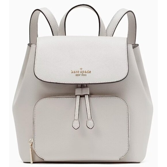 S Kate Spade Kristi Medium Flap Backpack Cement Gray Leather Bag KA695 NWT $379 main image 10